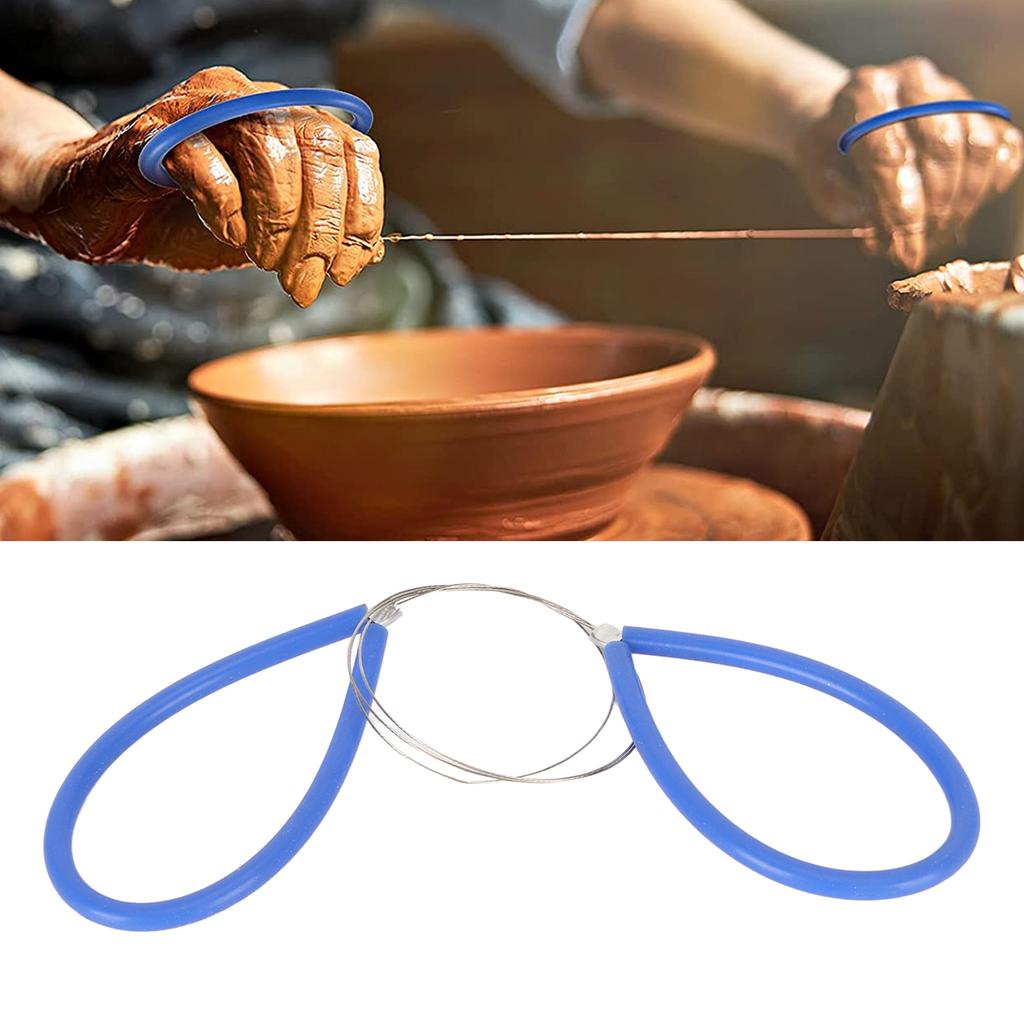 4pcs Clay Cutters Wire Flexible Safe Stainless Steel Cut Off Tools for Clay Artists with Black Hand Pottery Cut Off Tools