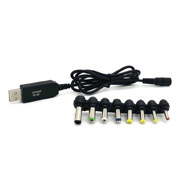 USB5V To DC9V 12V Converter Cable USB to DC9V 12V Charging Cable with 8 Adapters