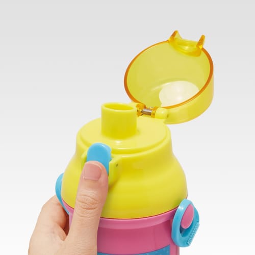 Skater Children's Plastic Water Bottle, 480ml, One-Push Opening, Antibacterial, Child-Friendly, Lightweight, Antibacterial Treatment, Made in Japan, T