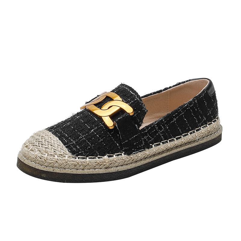 Xiaoxiangfeng fisherman shoes women's 2025 new flat-bottomed linen straw summer thick-soled lazy loafers