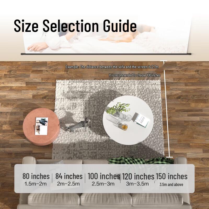 Deli 100-inch Electric Projection Screen