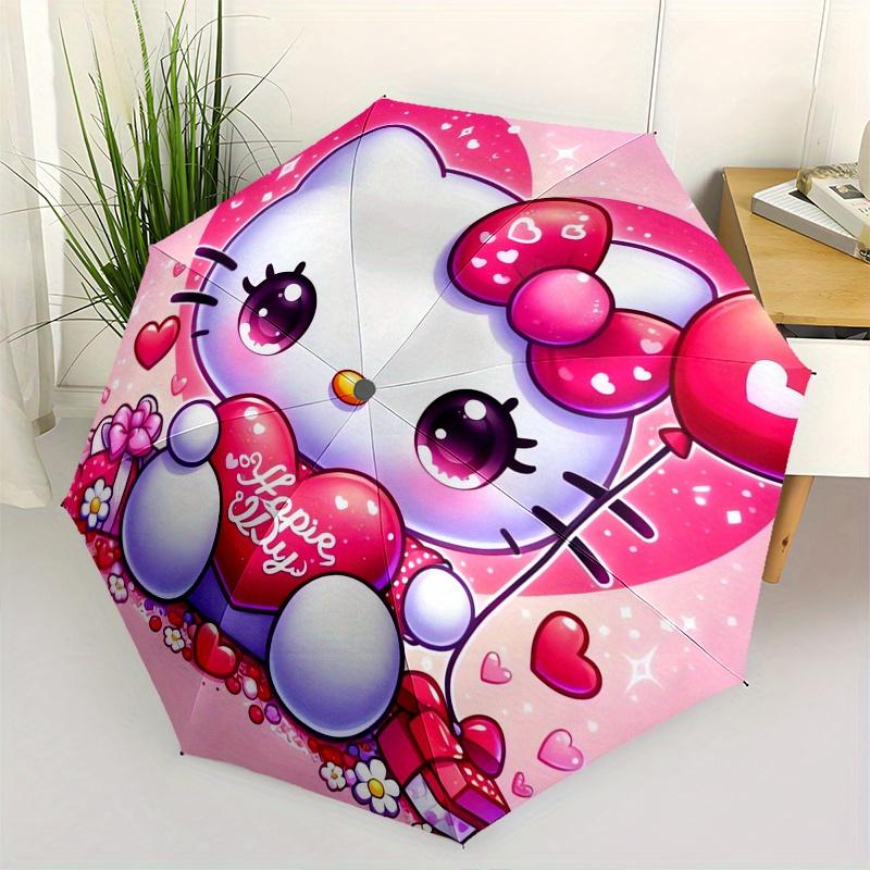 

Hello Kitty,Valentine s Day Automatic Folding Umbrella-Simple 8-Rib Design, Bright Cartoon Pattern, Durable Iron Frame, Suitable For Travel,