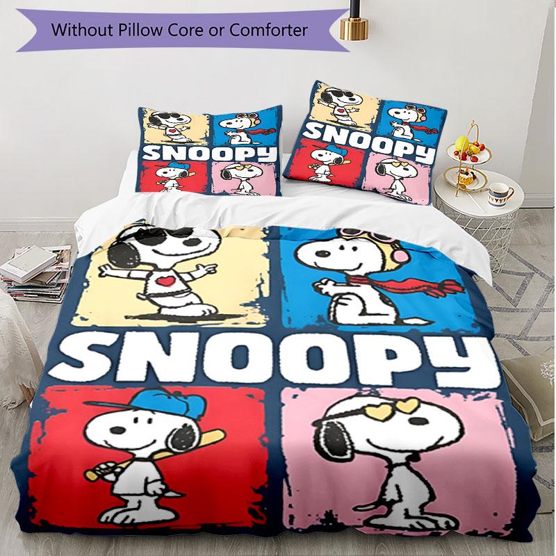 3pcs Duvet Cover Set (1*Duvet Cover + 2*Pillowcase, Without Core), Snoopy Print Soft All‑Season Bedding Set, Home Bedroom Decor Gift