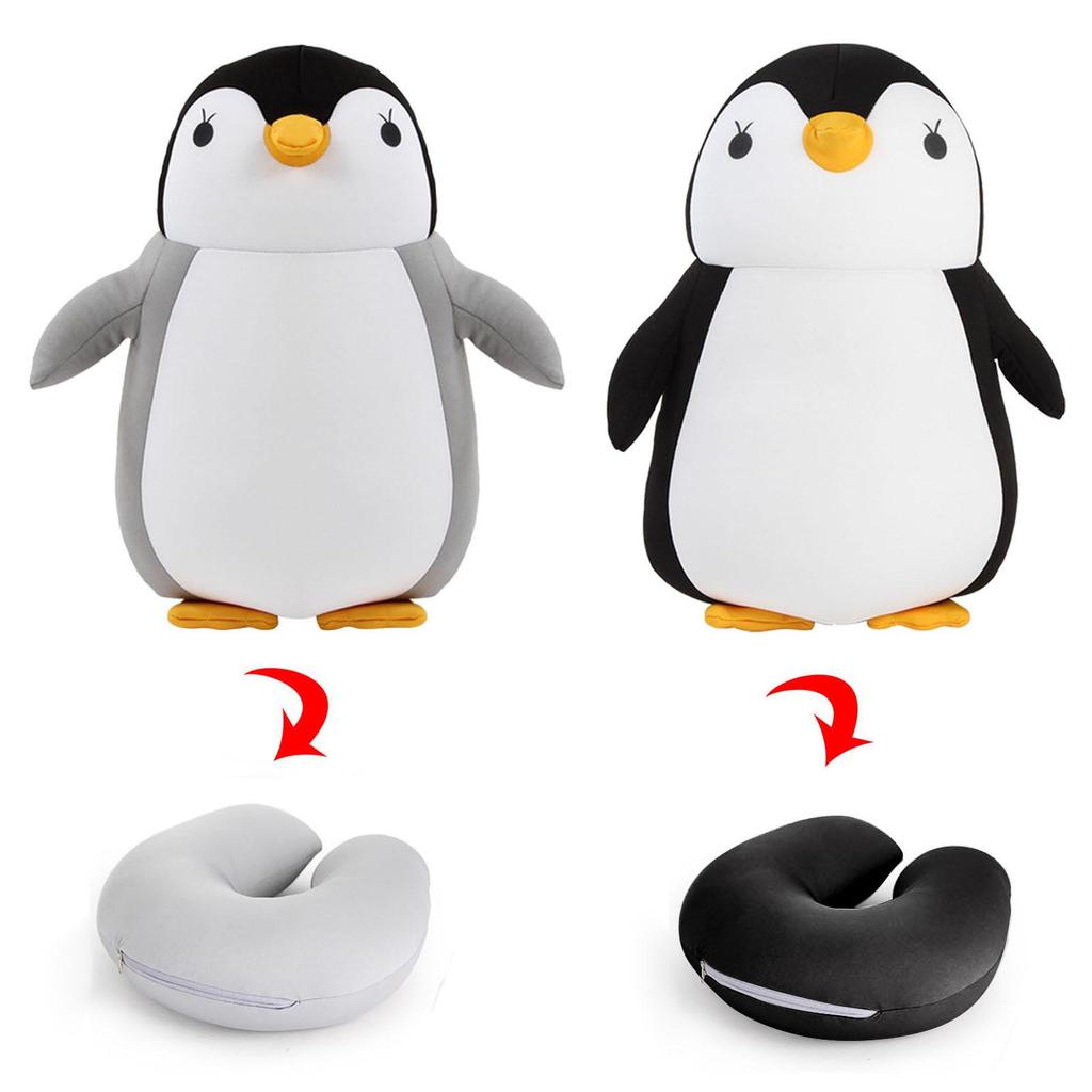 Deformable children U shape Travel Pillows for Airplane Penguins Cushion Plush Toy Neck Pillow for Car Office Nap Headrest
