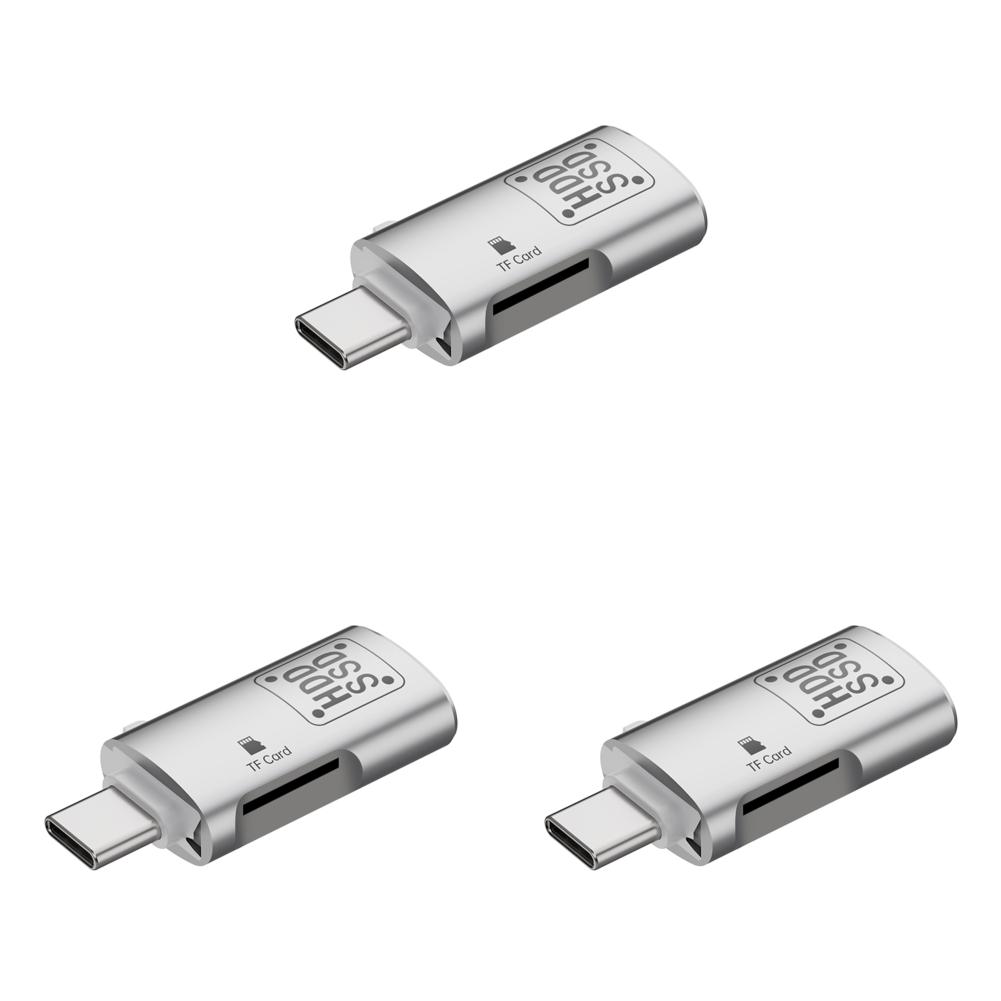 

2 в 1 кард-ридер 5 Гбит/с OTG Type-C к USB 3.0 TF-кардридеру для iPhone(Серебряный)