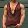 Summer Swing Neck Incerun Men Sleeveless Hollow Out Loose Beach Holiday Tank Tops