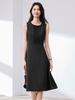 Black Sleeveless Cinched Waist Mid-Length Hepburn Style Dress