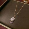 Women's Korean Pearl Flower Zircon Pendant Clavicle Necklace