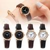 Soft Leather Strap Student Wristwatch Round Dial Quartz Clock  For Men and Women