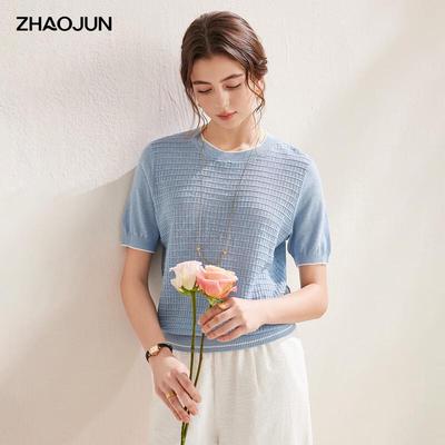 Zhaojun 2026 Spring/Summer Linen Short Sleeve Knit T-Shirt
