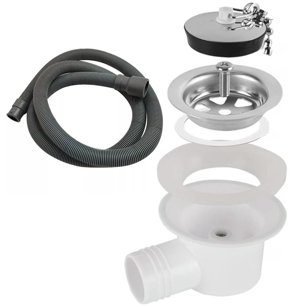 Right Angle Design RV Sink Drain Connector with 2 Meter Hose Leak Proof Seal for RV and Yacht Sink Applications
