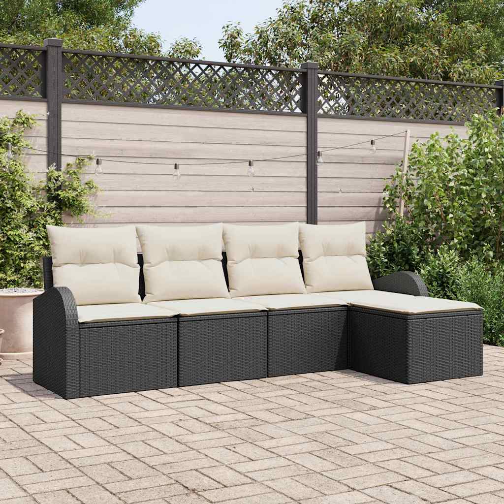 Garden Sofa Set 5 pcs Black Poly Rattan