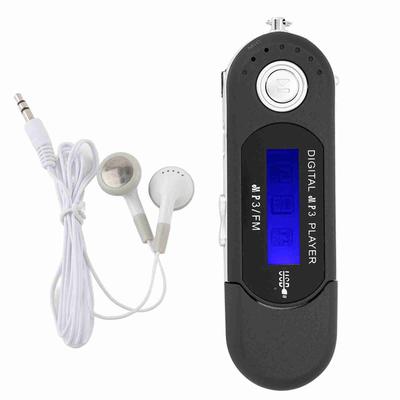 Taşınabilir Müzik MP3 USB Oynatıcı LCD Ekranlı FM Radyo Ses Kaydedici Hafıza Kartı Siyah