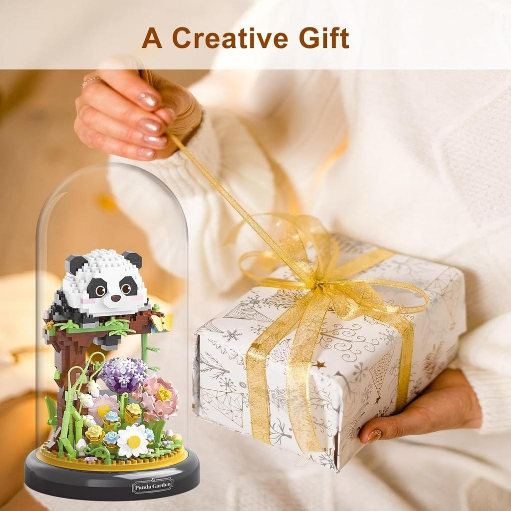 Panda Flower Building SetBonsai Tree Party Favors for Kids Animal Building Blocks Valentines New Year Easter Birthday Gift for Boys Girls Age