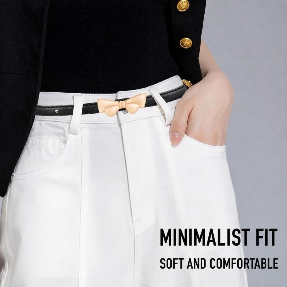 Bow Buckle Women's Belt Leather Bow Buckle Belt Fashion Waist Belt  Daily Outfits