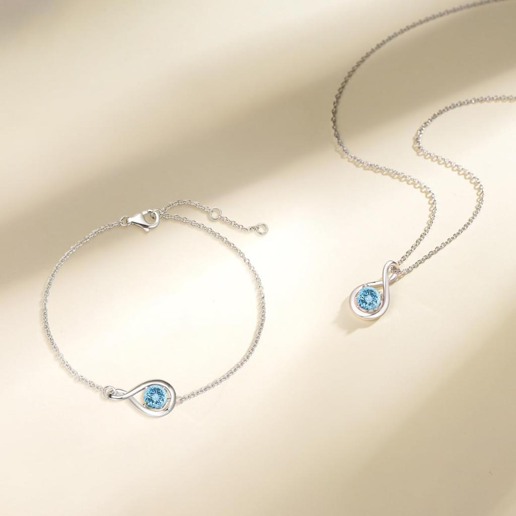 Aquamarine Necklace for March Drop Platinum 925 White Comes with a Beautiful Box [AGVANA] Women, Birthstone, Motif, Plated, Silver, Christmas, Day,