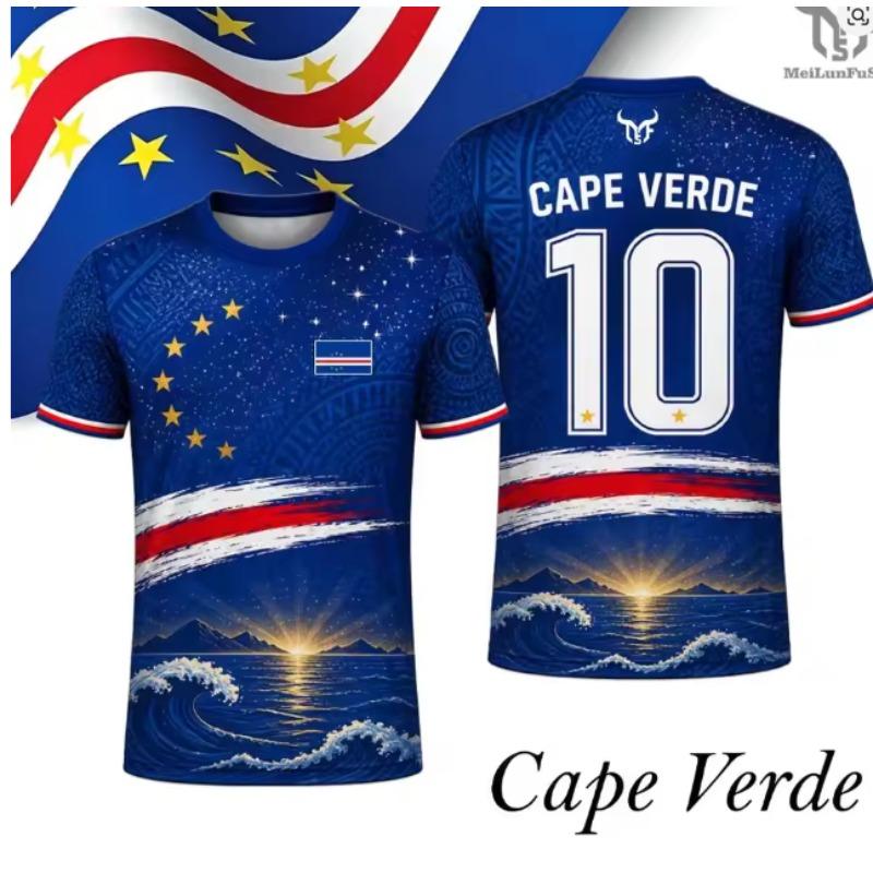 Cape Verde in 2026 Football Events Creative Concept Jersey Summer Casual Jersey Designed for Solo Use 3D Printed Large T-shirt S