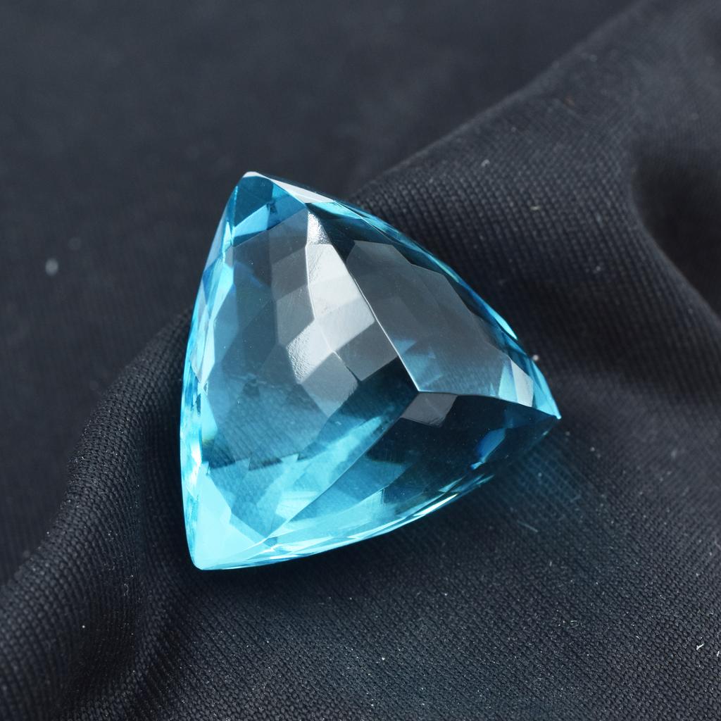 Lab Created Blue Sapphire 65.40 Ct Trillion Cut CERTIFIED Loose Gemstone