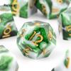 7 Pcs White Green Resin Golden Number Sharp Edge Dice Polyhedral Dice Suitable for Role-Playing RPG  DND Pathfinder Board Game
