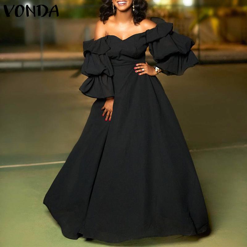 Buy VONDA Spring Womens Fashion Off Shoulder Party Long Dresses