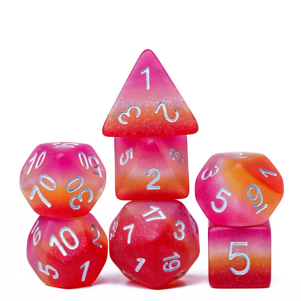 Cusdie 7Pcs Pride Flag Dice DND Trans-Pride D&D Dice Multicolor D4-D20 Polyhedral Dice Set for Role Playing Game Board Games