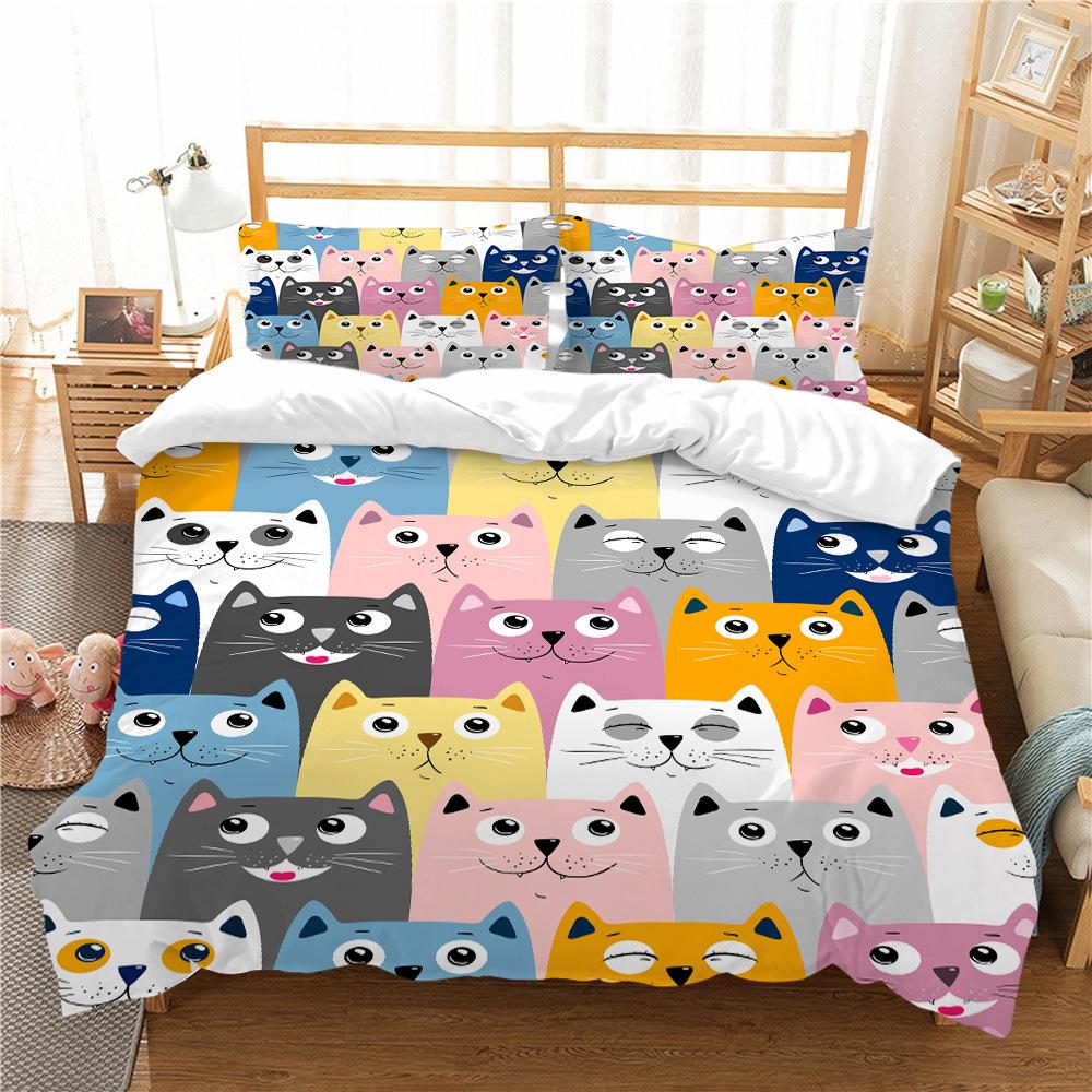 Bedding Two Or Three-Piece Set Cute Cat Series Polyester