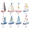 Mediterranean Style Seashell Ship Model 15*11*3cm Miniature Boat Figurine  Office Room Livingroom