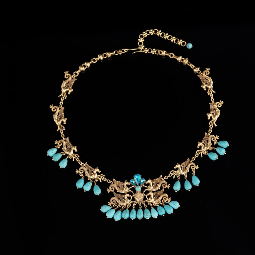 Direktlieferung Mittelalterlicher Vintage Schmuck Nischen Design Französische Retro Schlüsselbein Kette Halskette Halskette Neu