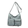 New women's bag retro fashion faded soft leather shoulder bag trendy multi-pocket large-capacity messenger bag