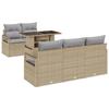 Ensemble de canapé de jardin 6 pièces avec coussins en rotin synthétique beige, Canapé de jardin 2 places avec coussins en 3348736