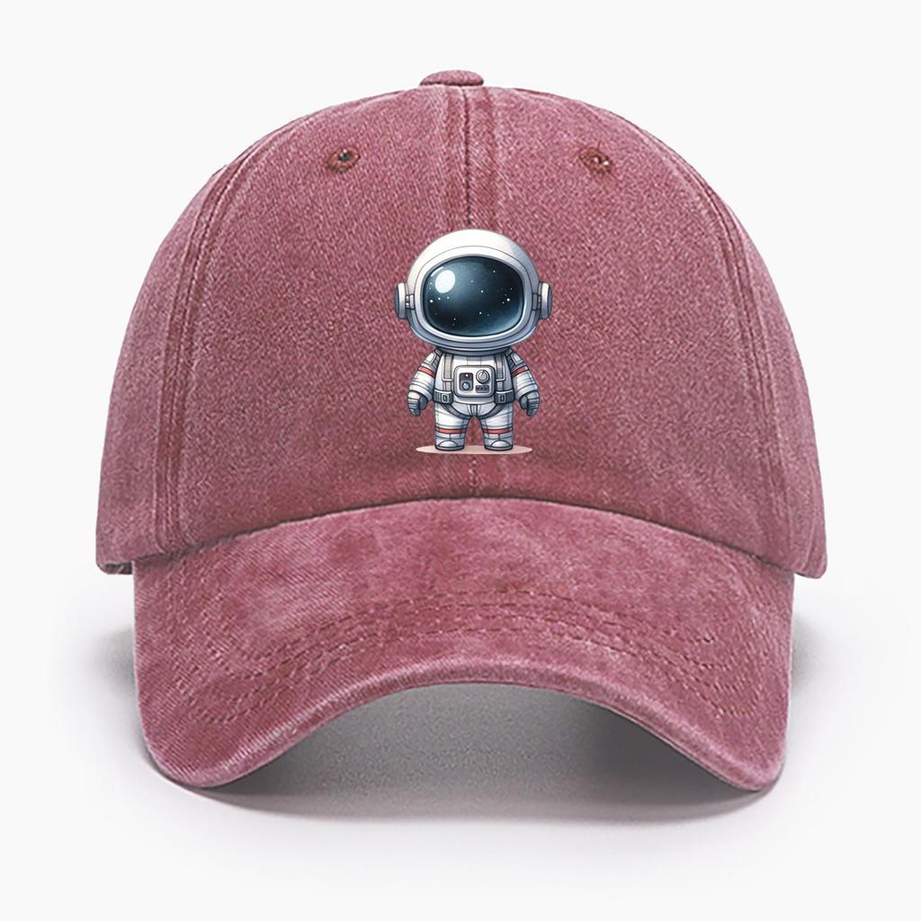 Chic Astronaut Print Women's Baseball Cap, Adjustable Non-Elastic Breathable Fashionable Snap Closure