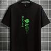 Summer Unisexs Adult American Style Rose Flower Print Cotton Breathable Shortsleeved Simple Tshirt Loose And Comfortable