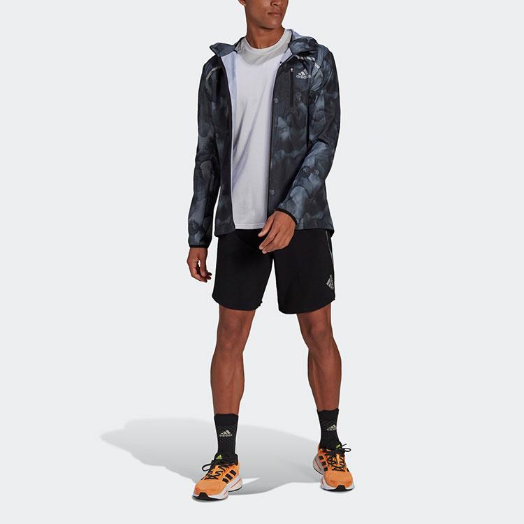 Adidas Logo Print Straight-Leg Solid Shorts Men Bottoms Black H58578