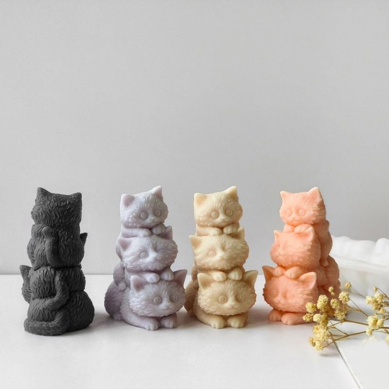Multipurpose Cats Candle Stand Sturdy Silicone Plaster Mold for Elegant Home Decoration Wedding and Festive Occasions
