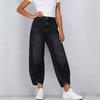 Women’s High Waist Wide Leg Cropped Pants Relaxed Fit Denim Casual Trousers with Hem Design