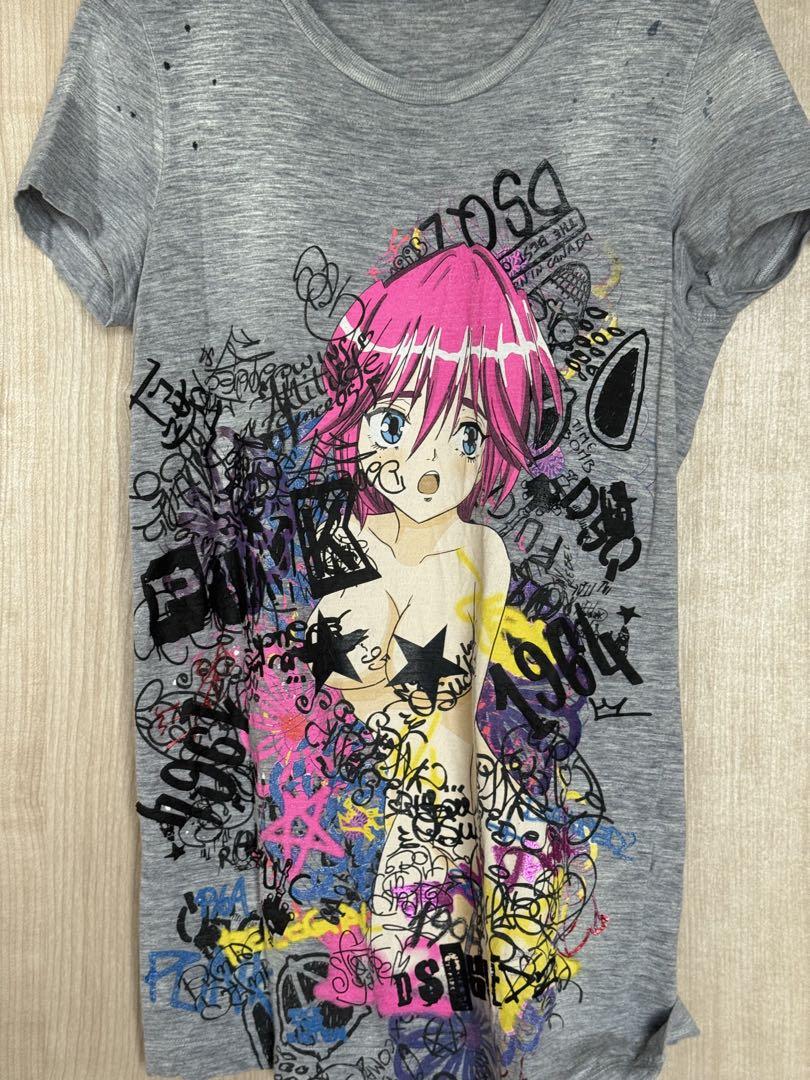 

[USED] Dsquared2 Multicolor Anime Manga Print Cotton T-Shirt, Size Small