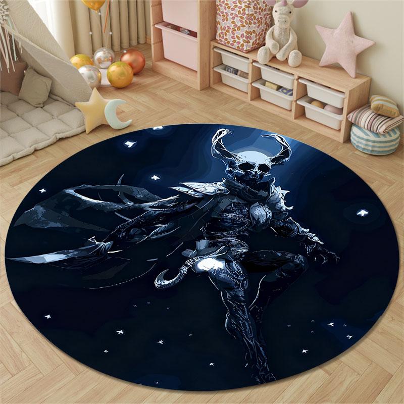 Folk Round Ocean Multicolor Rug Pad, Non-Slip Floor Mat for Bathroom