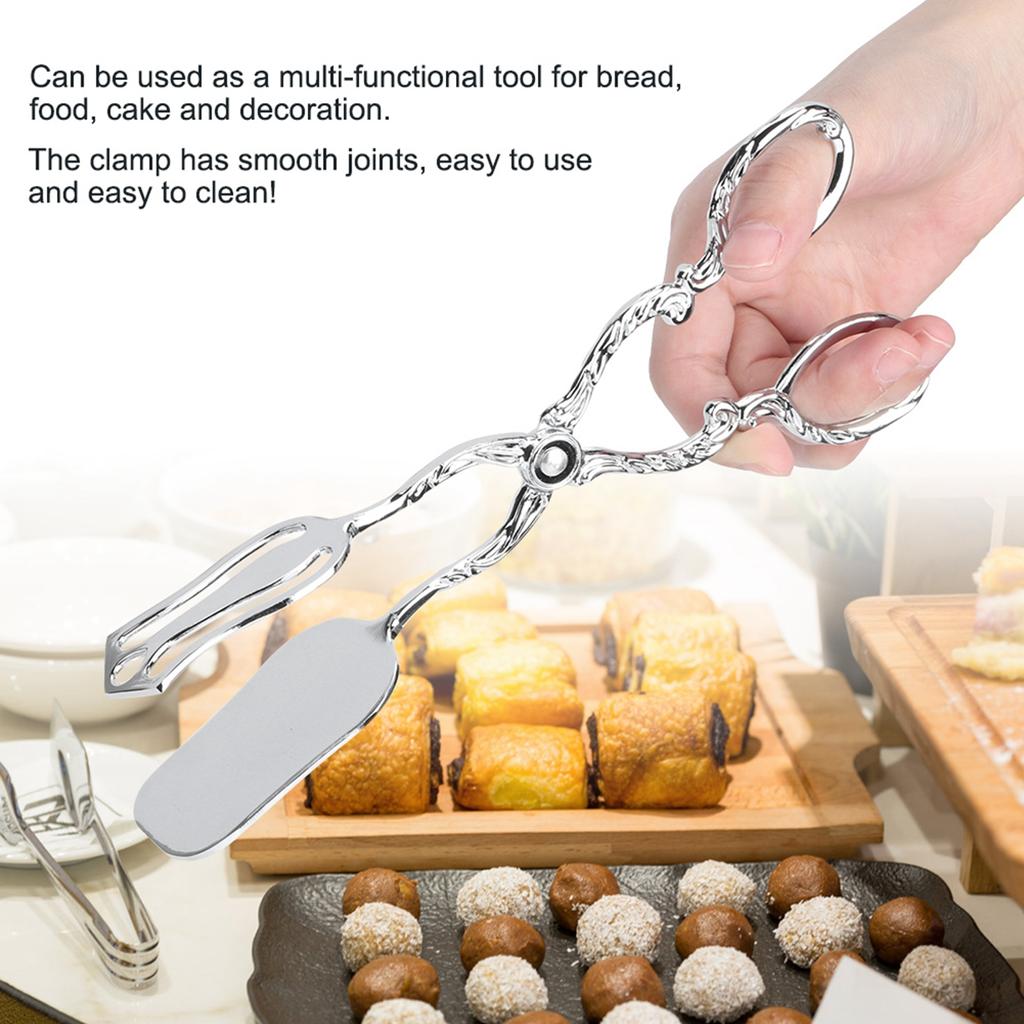 Vintage style Fruit Salad Cake Clip Buffet Food Tong Gold-plated Snack Cake Clip Salad Pastry Clamp Baking Barbecue Tools