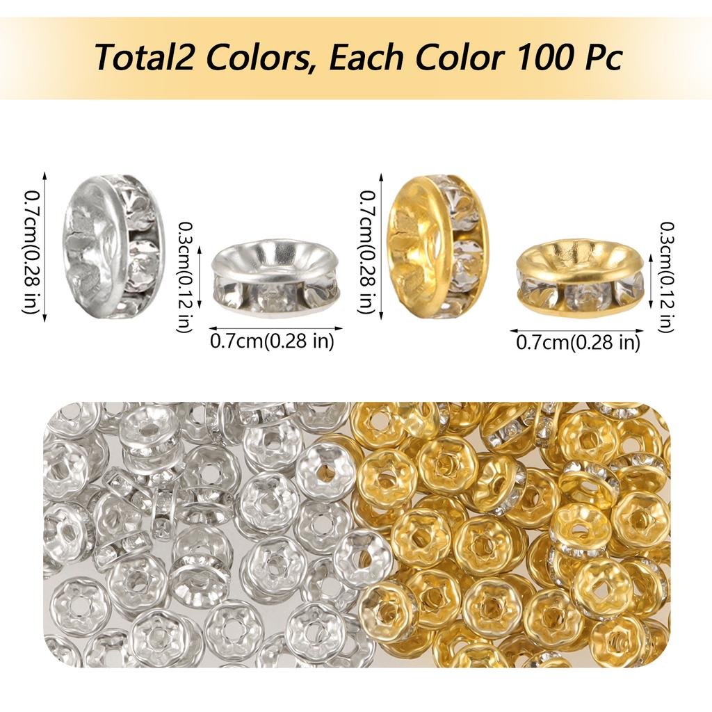 100 Stück Abstandshalter Perlen für die Schmuckherstellung, Strass-Abstandshalter Perlen Kristall-Abstandshalter Perlen für Armbänder, Akzentperlen für Stifte