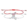 Butterfly braided bracelet, couple girlfriend beaded hand rope, alloy butterfly adjustable wax wire bracelet