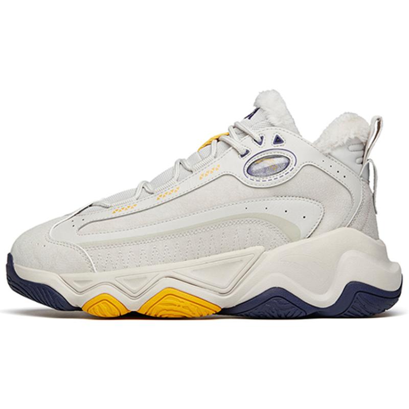Anta Life Collection Anti-Slip Wear-Resistant Lightweight Warm High-Top Casual Shoes Men's Gray Yellow Purple Sneakers 912148990-1