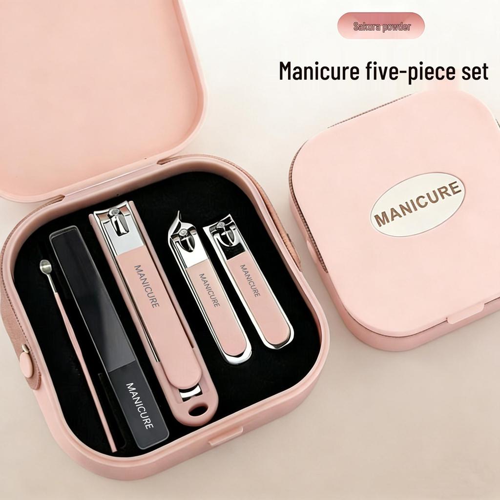 Ensemble de coupe-ongles de luxe 9 pièces: Pince à épiler coudée, Outils de manucure anti-éclaboussures pour hommes et femmes