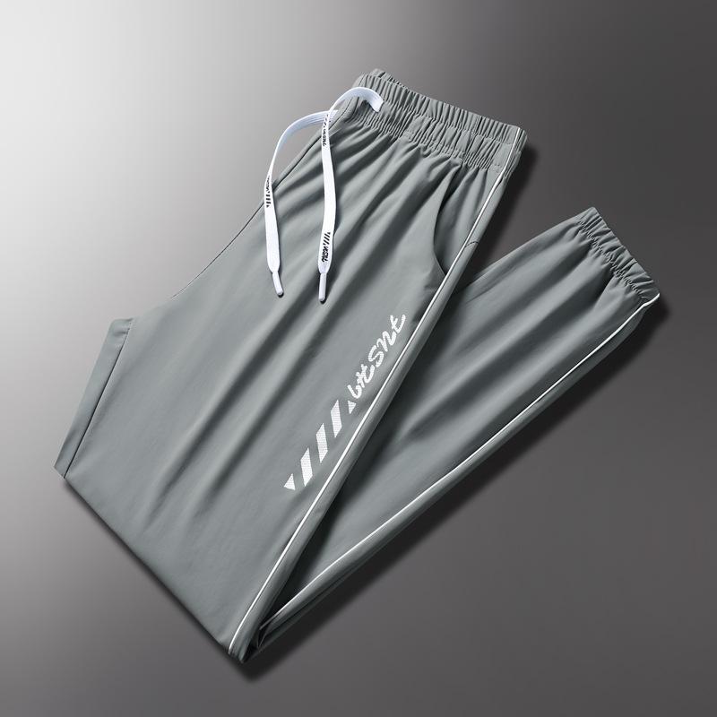 

Мужские и женские летние водонепроницаемые быстросохнущие брюки из ледяного шелка с солнцезащитным кремом, тонкие свободные брюки с девятью точками для улицы 3XL серый