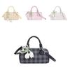 Womens Pu Pillow Bag With Contrast Check Pattern For Casual Daily Use