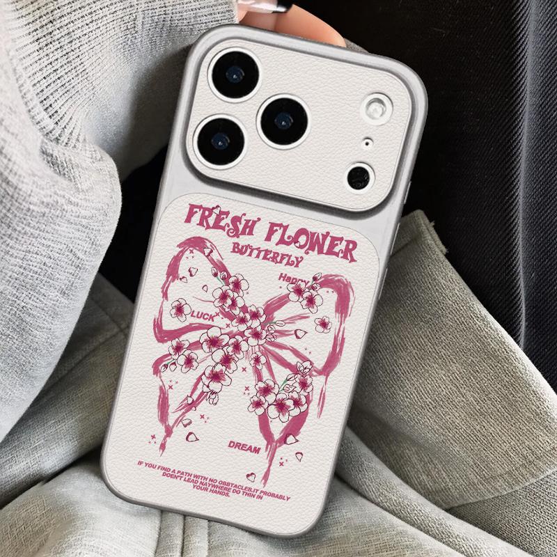 Pink Bowknots Print Leather Lanyard Case For iPhone 18 Pro Max Hybrid TPU+PU Anti-skid Soft Cover For iPhone 17 16 15 14 13 Pro Max