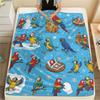1PC Parrot Winter Pattern Flannel Blanket High Quality All Seasons for Lunch Break Warmth and Comfort Holiday Present Christmas Gifts