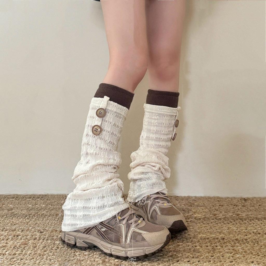 Summer Japanese-style Slimming Slouchy Socks Vintage Button Patchwork Leg Warmers Spice Girl Subculture Student Versatile Leg Warmers