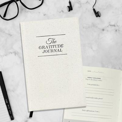 A5 Gratitude Journal Self-Care Affirmation Goal Reflection Linen Hardcover Ribbon Bookmark No Bleed Thick Paper 100 Sheets Daily Gratitude Planner