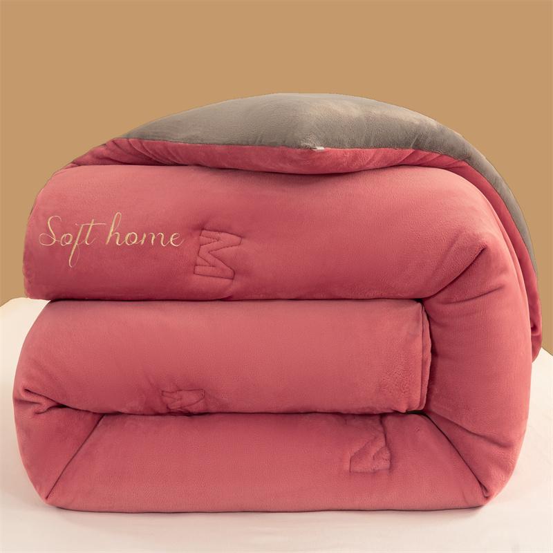 Sleeping grid milk velvet embroidery flower winter quilt core