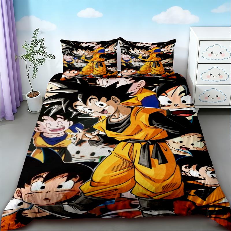 Duvet Cover Anime Dragon Ball Duvet Comforter Quilt Cover Set Super Saiyan Bedding Set Cartoon Bedroom Decoration Gifts